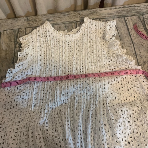 Madewell Eyelet Pintuck Dress Spring Summer Cotton White XXL Ruffles Cute - Picture 8 of 14